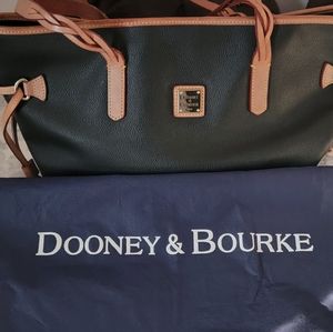 Dooney & Bourke Black Pebbled Leather Tassel Shopper Tote Bag Purse Handbag